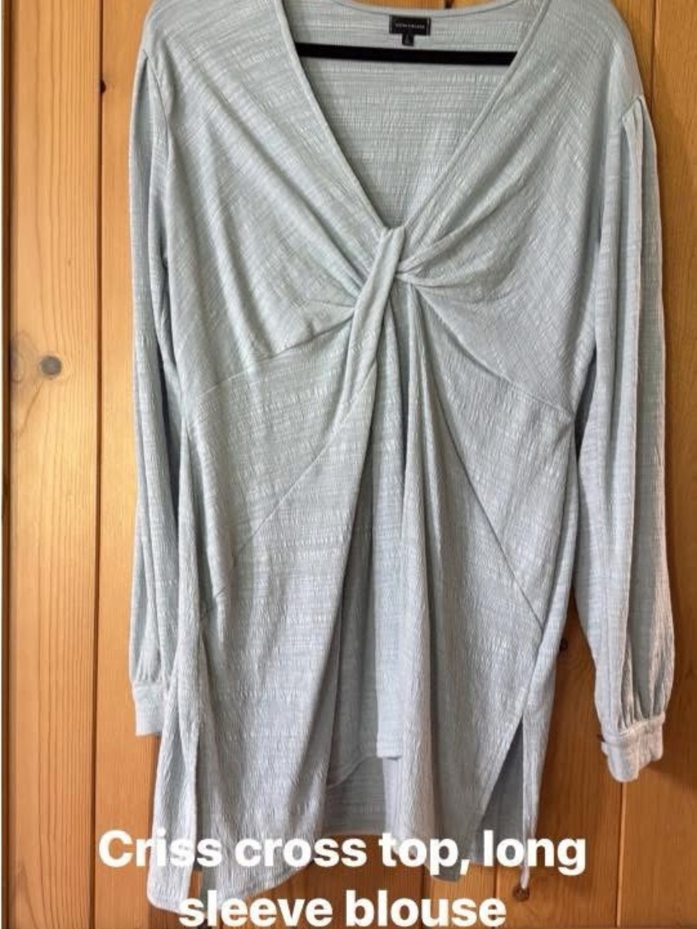 Criss-Cross Twist Front Long Sleeve Top - Light Sage